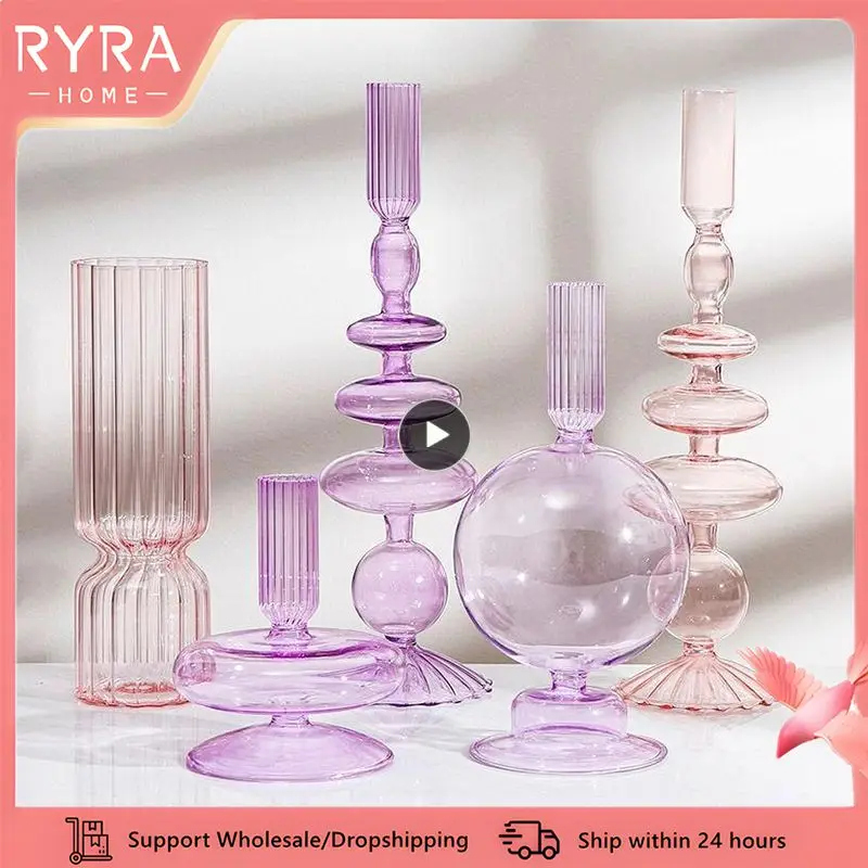 S Transparent Bubble Flower Vase Simple Tabletop Bookshelf Candlestick Home Wedding Table Decoration