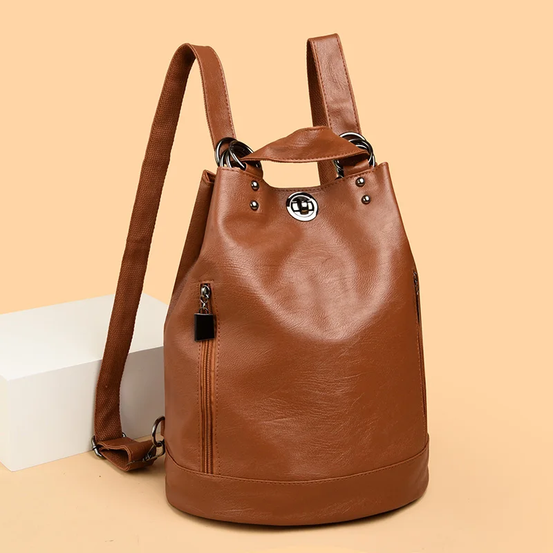 

Новинка 2023, высококачественные женские портативные рюкзаки из искусственной кожи с несколькими карманами, нейлоновые простые сумки с защитой от кражи для колледжа, Молодежные рюкзаки для девочек