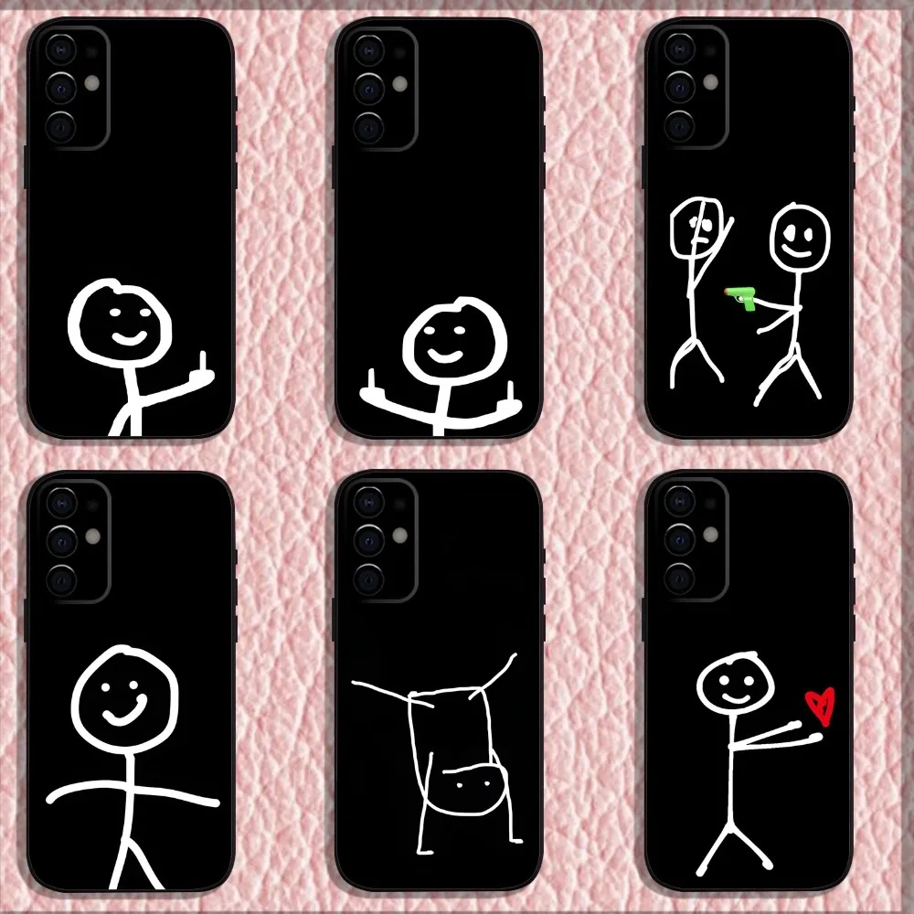 Funny Man Middle Finger Phone Case For Samsung S24 S21 S22 S23 S30 Ultra S20 Plus Fe Lite Note 10 9 5G Black Soft Shell