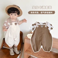 boys summer clothes 2022 new baby cotton clothes baby tops suspender pants two piece suits