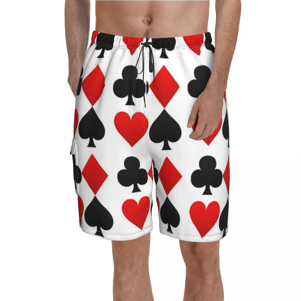 

Playing Poker Card Board Shorts Trenky Hearts Diamonds Clubs Spades Printing Board Short Pants Men Elastic Waist Pattern Trunks