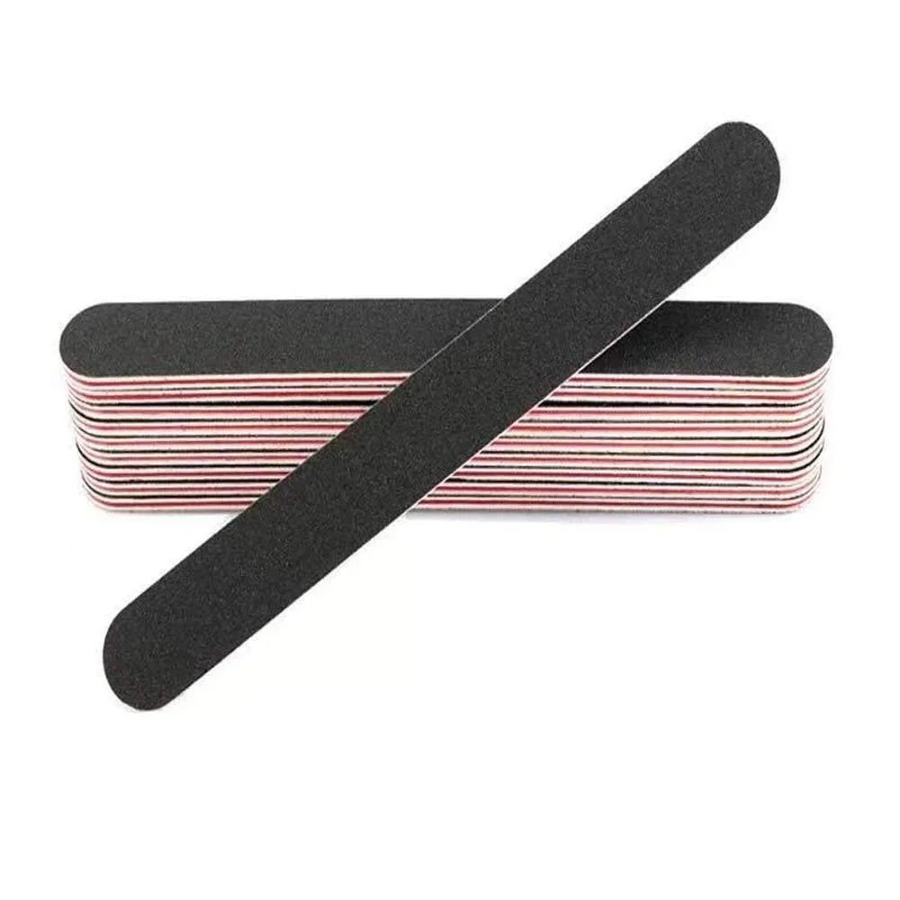 10pcs Double-sided Black Nail File Long Polish Rubbing Strips Manicure Polished Nails Thick Nail File