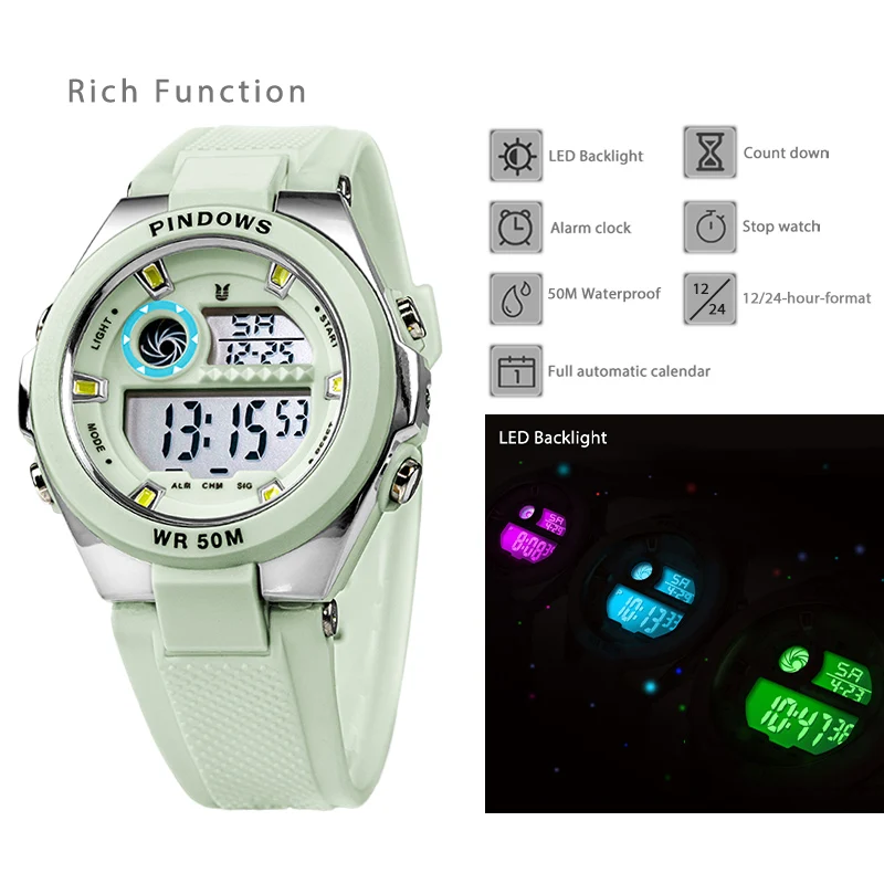Submersible Digital Watch Women Waterproof Girl Electronic Hand Clock Student Dive Training Countdown Sport Wristwatches Ladies