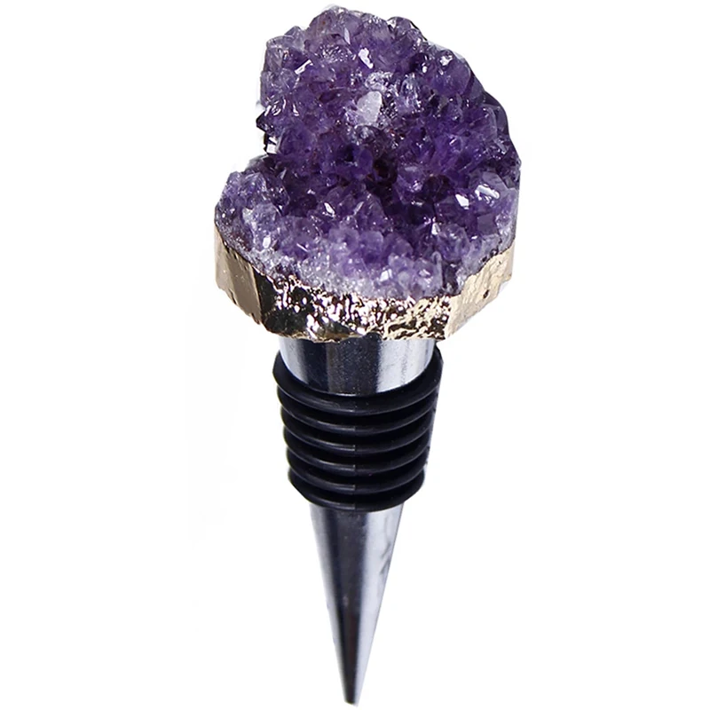 

Natural Amethyst Cluster Shaped Red Wine Champagne Wine Bottle Stopper Valentines Wedding Gifts Reusable Stopper