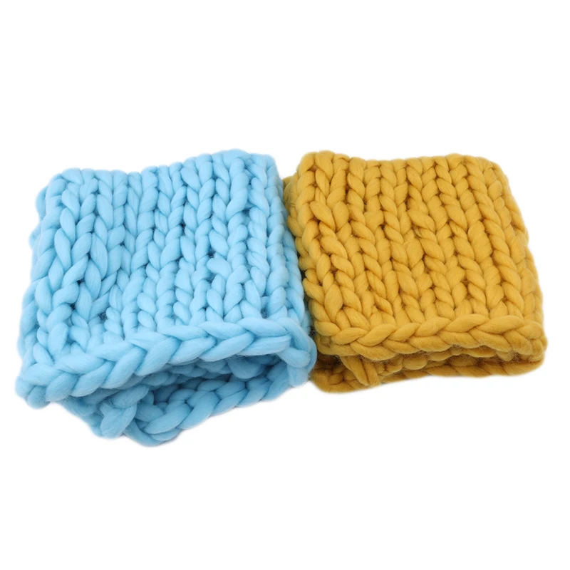 

New Arrivals knitted Wool Crochet Baby Blanket Newborn Photography Props Chunky Knit Blanket Basket Filler