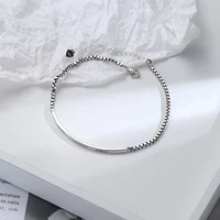 thai silver 925 sterling silver anklet small fresh literary simple slim ankle foot chain womens retro silver jewelry