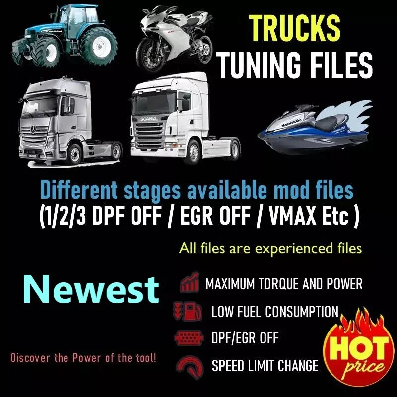 Trucks Tuning Files Stage1,dpf off, adblue off, egr off...etc Mod files