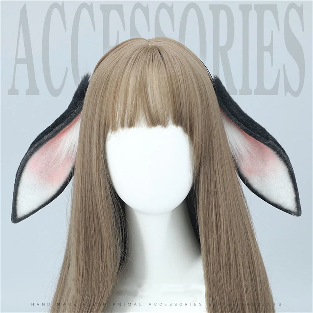 

Handmade Simulation Animal Ears Headdress Cute Lolita Plush Comic-Con Bobcat Ears Halloween Props Furry Rabbit Cosplay Headband