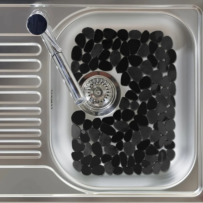 

Hot SV-2Pcs Adjustable Kitchen Sink Dish Drying Mat Soft Plastic Sink Protector Pebble Design Sink Protector 30X40cm