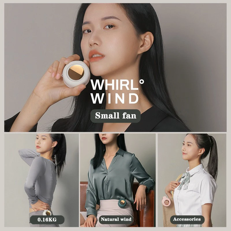 

2022New small whirlwind fan portable button leafless mini portable student cute hanging button fan