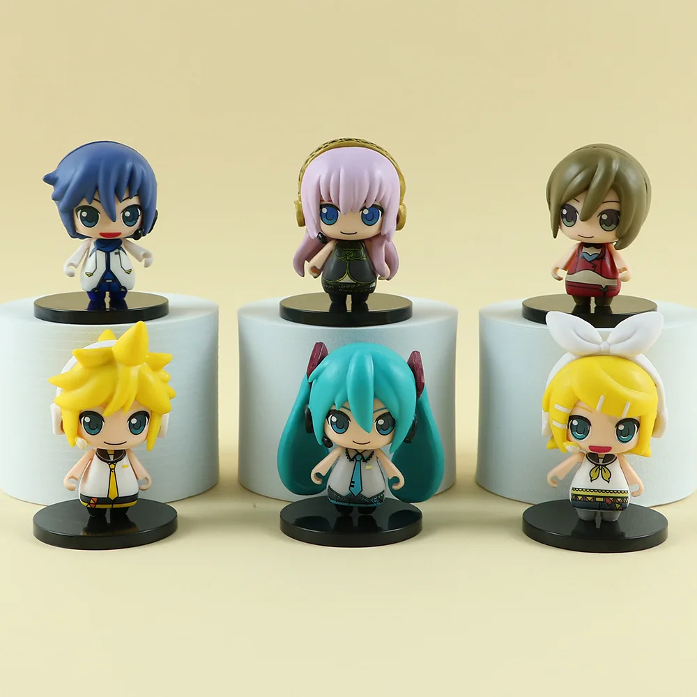 Фото Новинка аниме Hatsune, Мику, Кайто, Рин, лен, лука, версия Q, кавайная фигурка, игрушки из ПВХ, кукольные украшения, подарки, 1 шт., 5 см №2