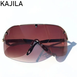 Oversized Rimless Shield Sunglasses Women Big Frame 2022 Luxury Brand Square Sun Glasses For Men Vin