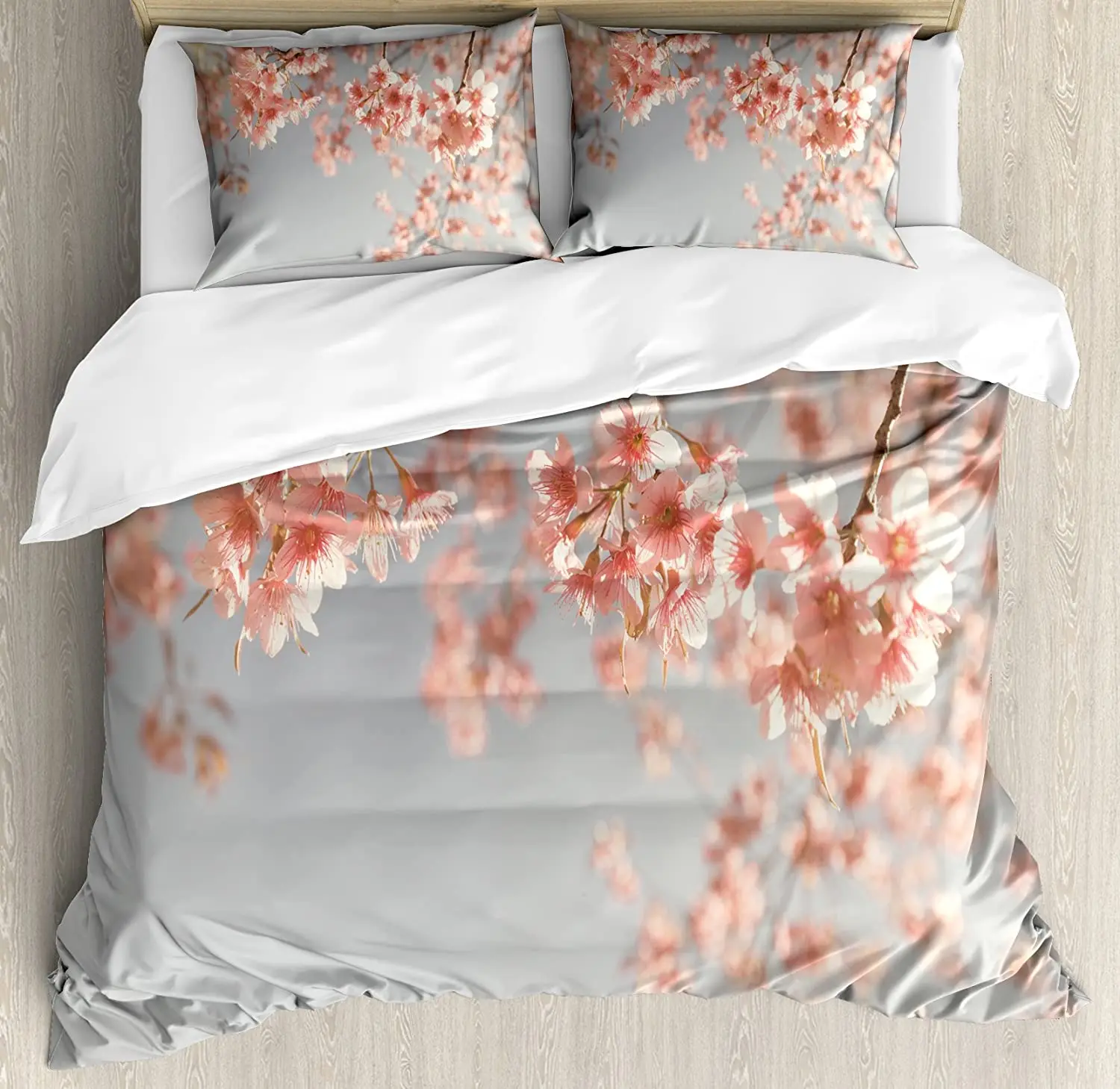 

Peach Bedding Set For Bedroom Bed Home Japanese Scenery Sakura Tree Cherry Blossom Nature Duvet Cover Quilt Cover And Pillowcase