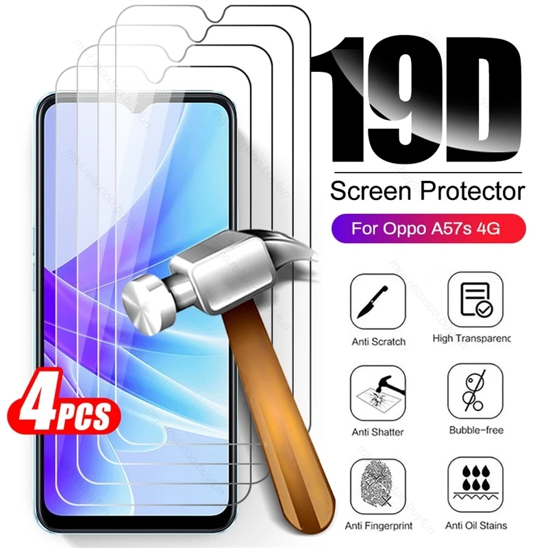 

4 шт. закаленное защитное стекло с полным покрытием для Oppo A57 A57s A 57 s 57 s 4G Φ 2022 6,56 ", Защитная пленка для экрана телефона, защитная пленка