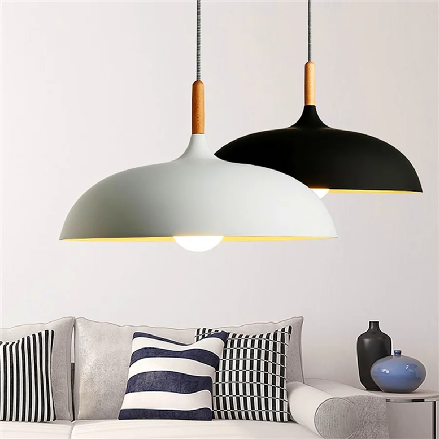 

LED Aluminum Pendant Lights E27 Bedroom Living Room Hanging Lamp Restaurant Decor Indoor Pendant Lamps Kitchen Light Fixtures