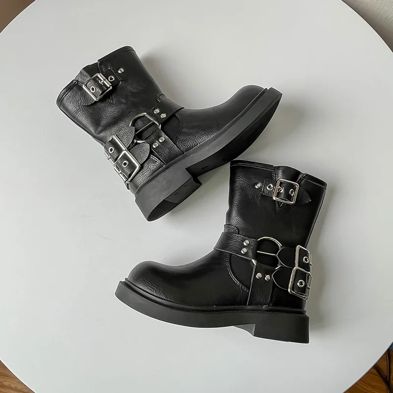 

Spring Autumn Soft Microfiber Kids Middle Boots Locomotive Style Girls Knight Boots Fashionable Children's Riding Boots