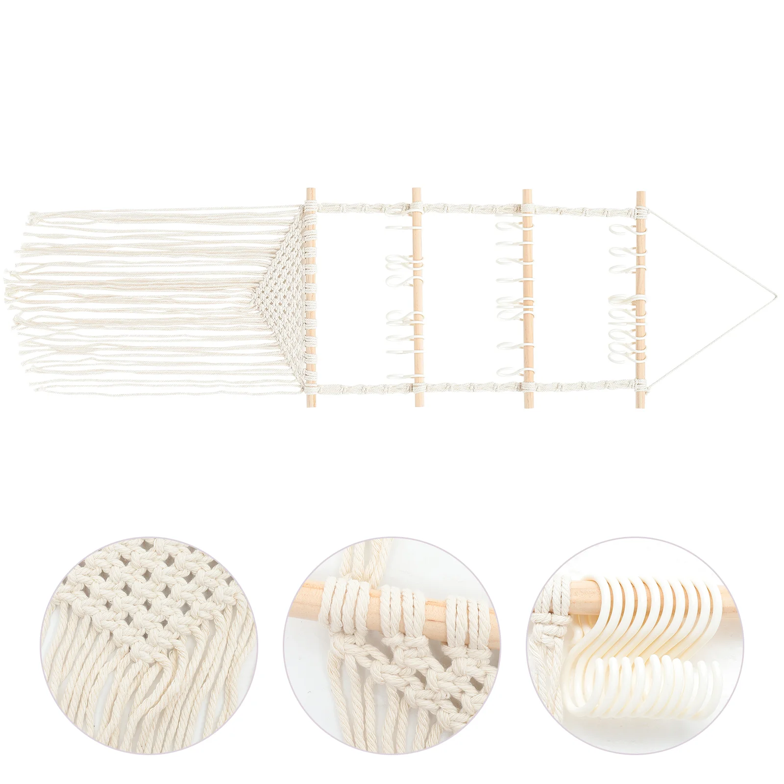 

Hair Hanging Clips Holder Wall Storage Rack Bow Organizer Macrame Hanger Shelf Display Tapestry Woven Braided Clip Cotton