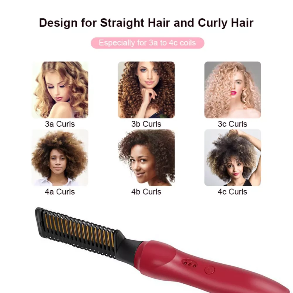 New in 2 In 1 Hair Straightener Brush Professional Hot Comb Straightener for Wigs Hair Curler Straightener Comb Styling Tools f