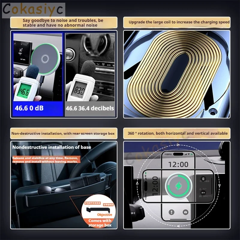 Фото Для Hyundai Sonata LF 2015 2016 2017 2018 2019 Магнитный автомобильный держатель для телефона 15 Вт Беспроводная зарядка Подставка для телефона MagSafe Base №5