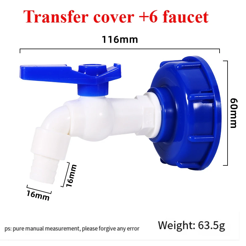 Фитинги тонинового барабана IBC1/2 3/4 &quot6 Разделенный шланг для крана с пластиковым