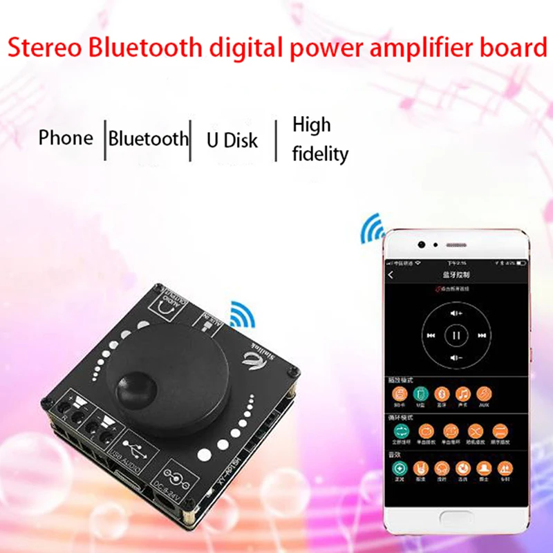 

20W+20W Bluetooth-Compatible Digital XY-AP15H Audio Power Amplifier Class 10W~200W HiFi Stereo USB/AUX Sound Card App AMP