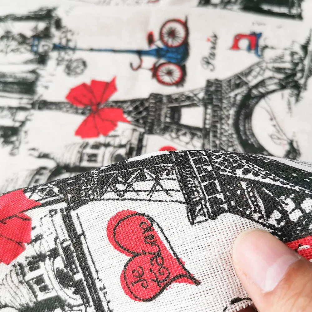 Скатерть из хлопка и льна с рисунком Эйфелевой башни 90x150 см