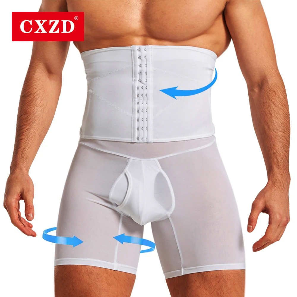 

CXZD Men‘s Body Shaper Abdomen Reducer Slimming Shorts Waist Trainer Fat Burning Pants Male Shapewear Fitness Leggings Thigh