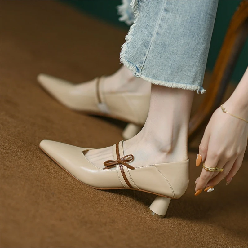 Женские босоножки с бантом летняя универсальная обувь на толстой подошве Мэри