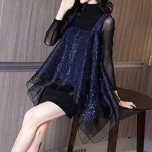 Robe mi longue en mousseline de soie pour femmes, tenue élégante et transparente avec coutures, nouvelle collection printemps automne 2021  (4)