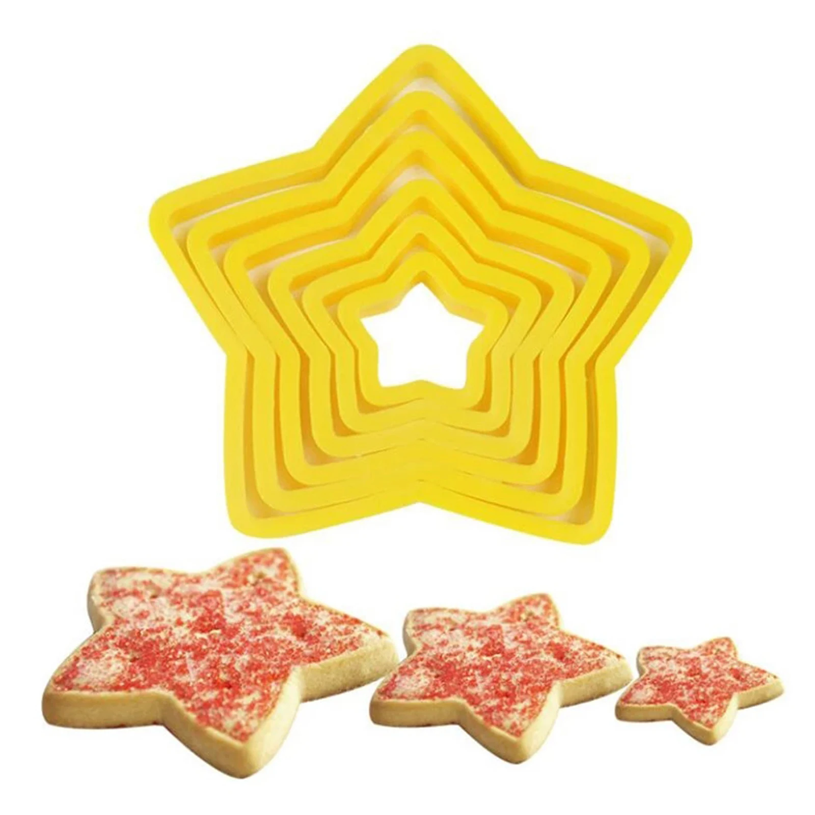 

6Pcs/Set Cookie Cutter Mold Five-Pointed Star Shape Cake Cookie Cutter Mold 3d Cake Decoration Tool Baking Mold Kitchen Tools