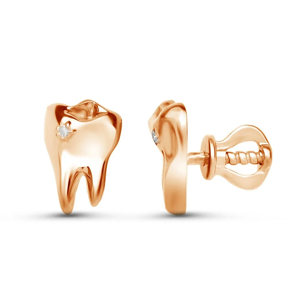 

Harong New Design Teeth Earring Smooth Gold Color Metal Ear Studs for Teeth Lovers Woman Jewelry Doctor Nurse Friend Gift