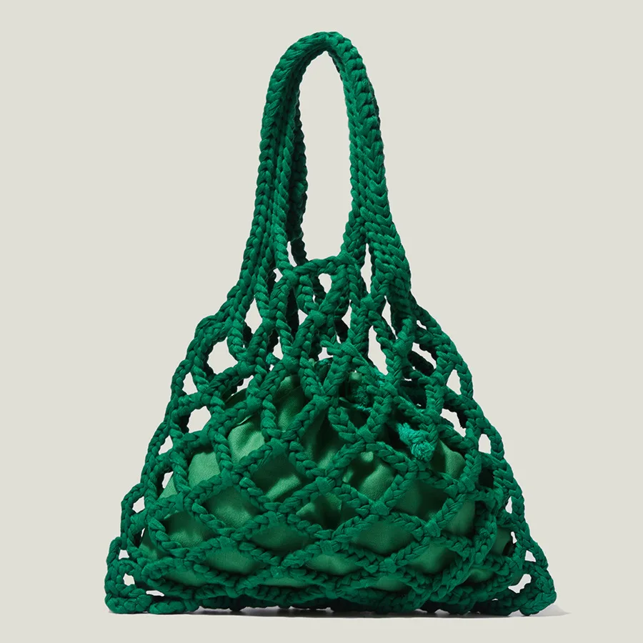 Fashion Hollow Straw Handbags for Women Designer Rope Woven Small Tote Bag Casual Summer Beach Hand Bags Bali Small Purses 2023