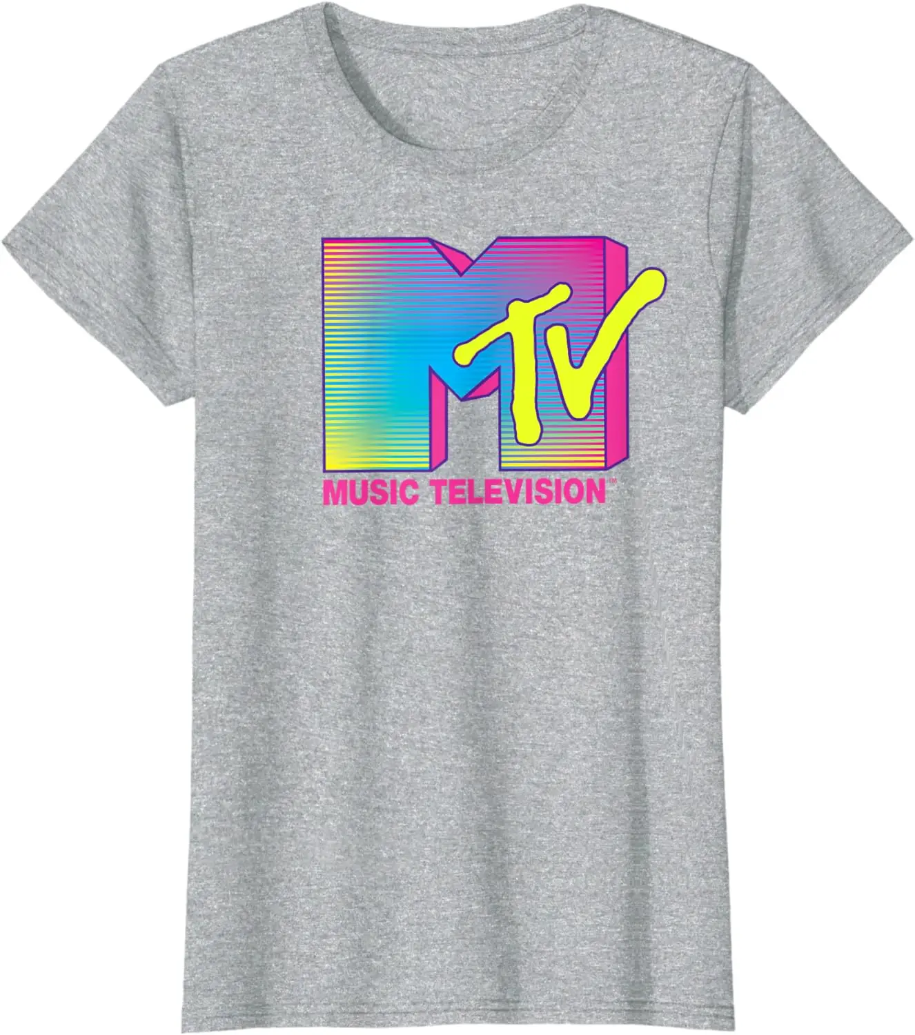 Логотип MTV флуоресцентные цвета Ретро дизайн футболки