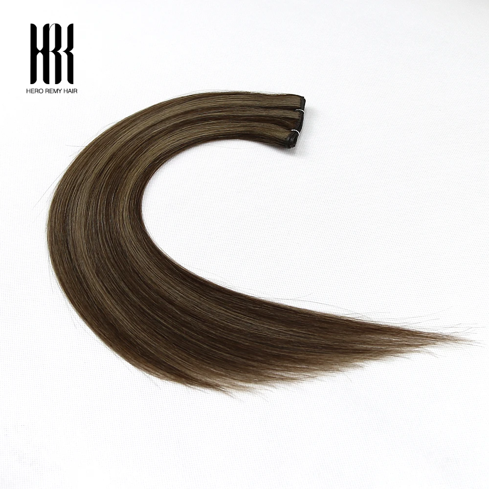 Фото Волосы Hero Remy Genius Weft, настоящие человеческие волосы Remy, натуральные прямые гибкие волосы, невидимые утки, 16-24 дюйма, 50 г №3