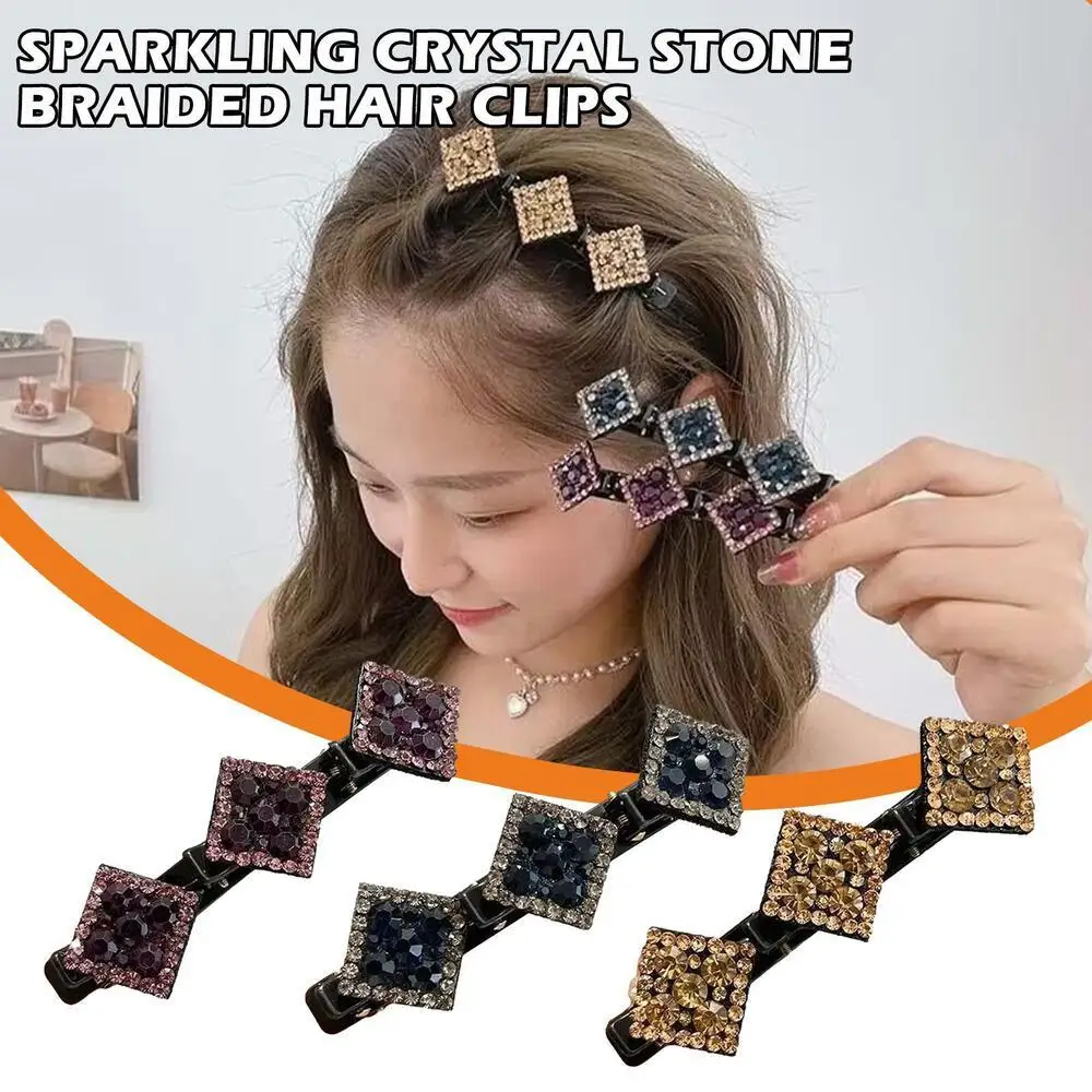 

5Pcs Elegant Fabric Sparkling Satin Rhinestone Hair Decorate Hair Bands Braid Hairpins Braided Hair Clips