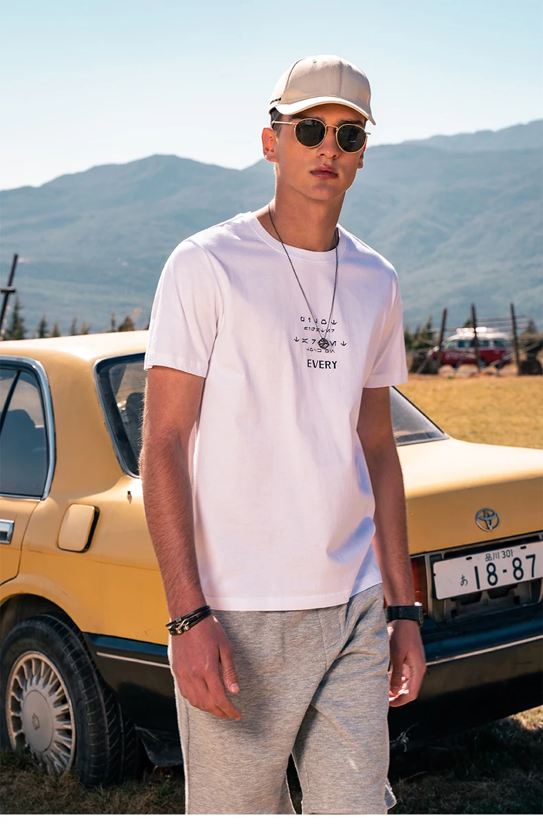 

6939 men new simple summer casual tide brand boys tops pure cotton short-sleeved T-shirt