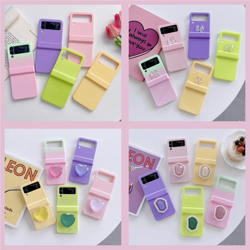

Simple Macarons Candy Color Phone Case for Samsung Galaxy Z Flip 3 Z Flip 4 Hard PC Back Cover for ZFlip3 ZFlip4 Case Shell