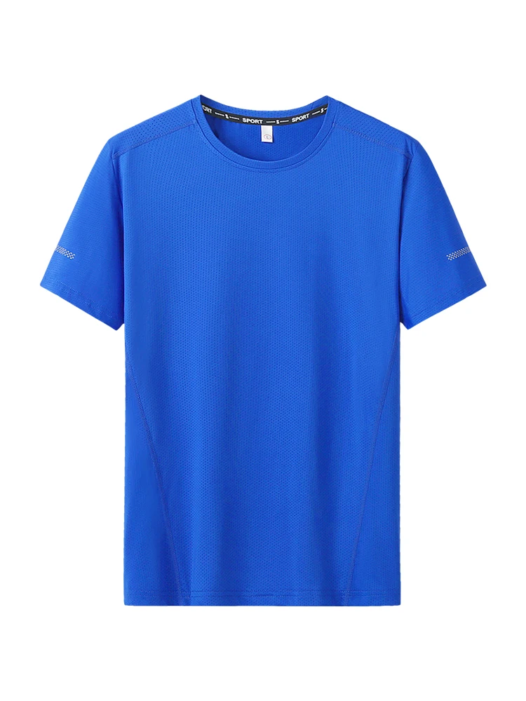 

Summer Breathable Quick Dry T-shirts Men Sportswear Stretch Sweat Tees Male Plus Size Fashion Solid Workout Gym T Shirt 8xl 9xl