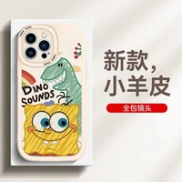 cute cartoon spongebob dino sounds phone case for iphone 13 12 11 pro max mini xr xs max x 8 7 6 plus se 2020 back cover