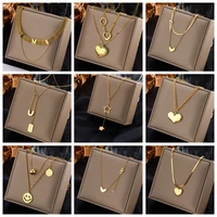 xiyanike 316l stainless steel gold color multi layer geometric necklaces for women 2021 new fashion party jewelry collares para