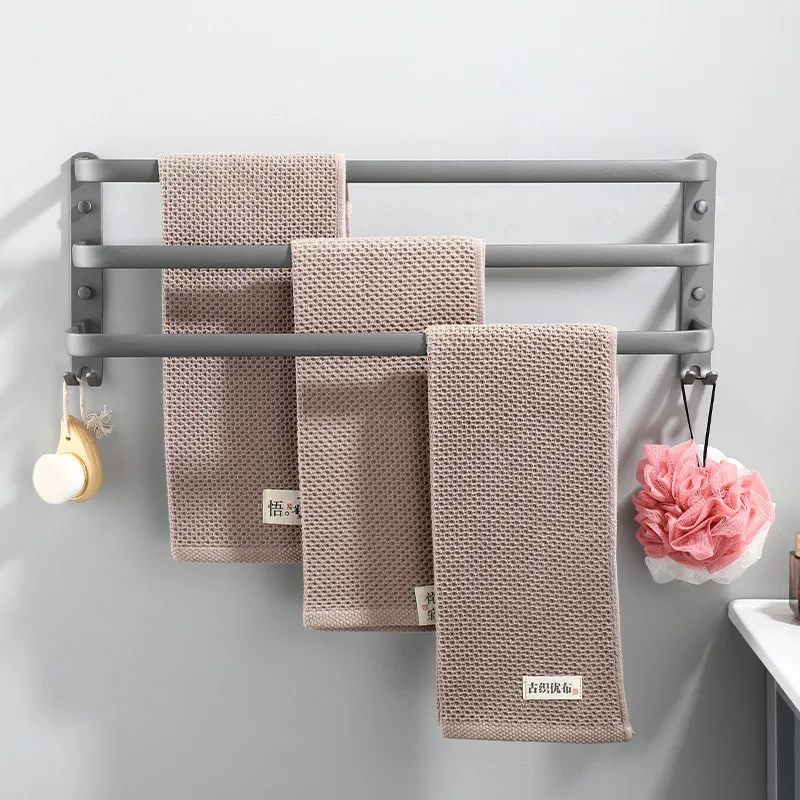 KKTNSG  Gun Gray Multiple Space Aluminum Towel Rack Towel Ba
