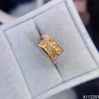 exquisite jewelry 925 sterling silver inset with gemstone womans classic fashion square citrine adjustabl ring support detectio