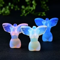1pc natural crystal wing model statue handmade opal female body carved crafts figurine home ornament gift