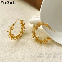 s925 needle fashion jewelry golden plating hoop earrings popular design vintage temperament for women accessories