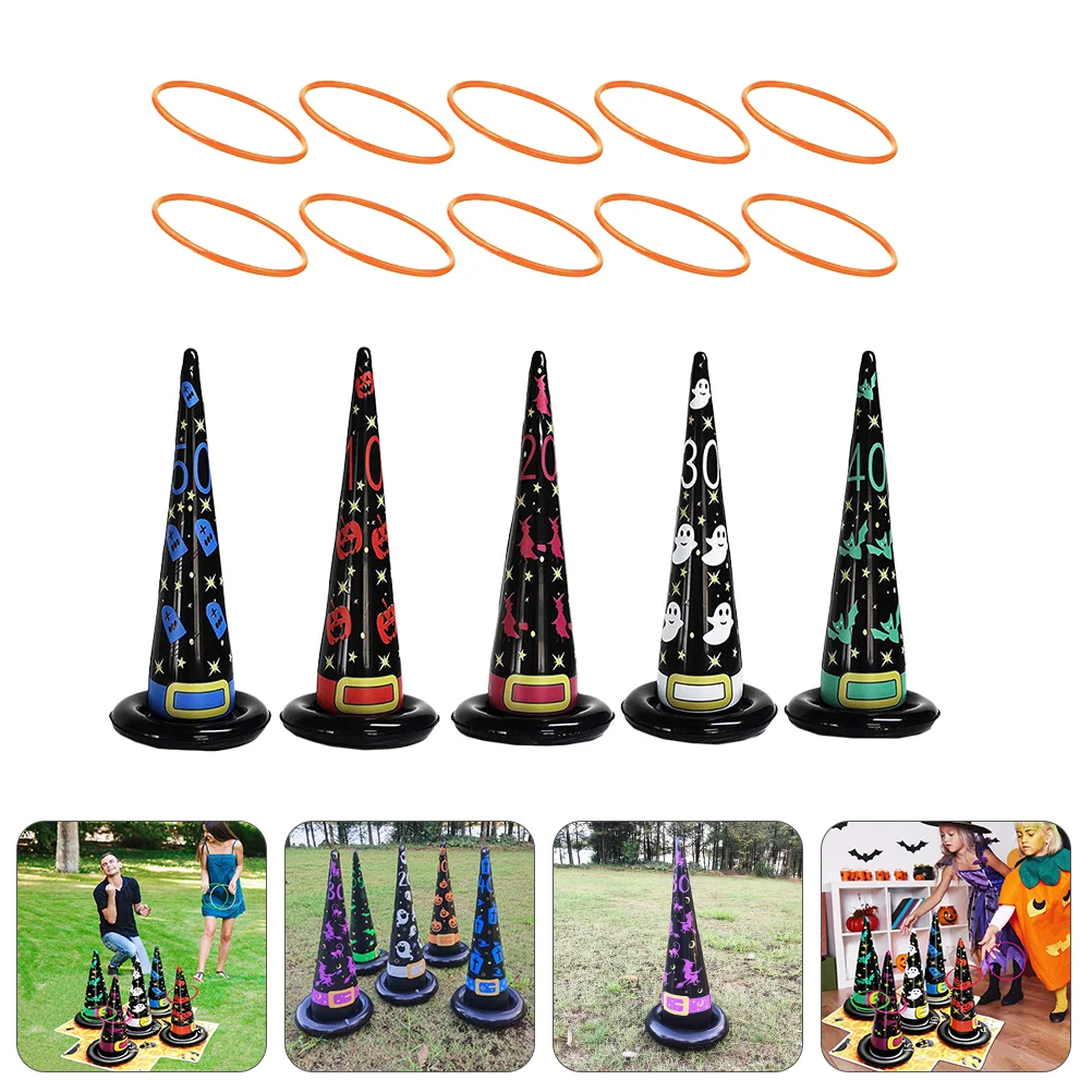 

Inflatable Throwing Ring Halloween Toss Game Party Games Outdoor Toy Hat Agility Training Witch Outside Toys Kids