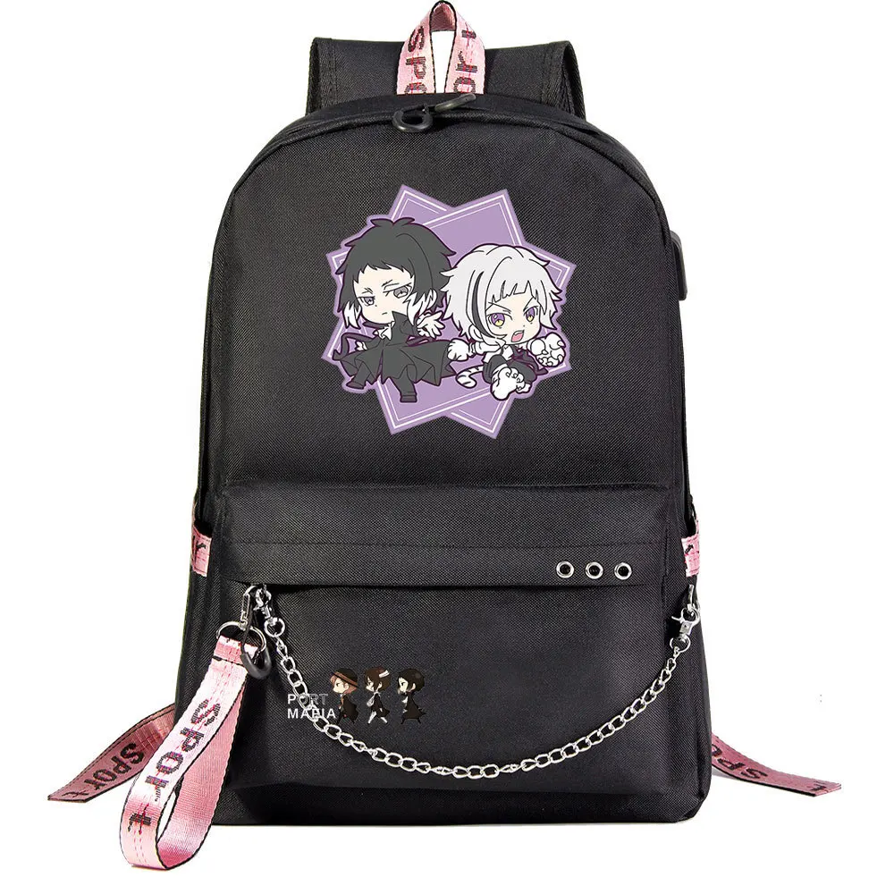 Аниме Bungo Stray Dogs Dazai Osamu USB Рюкзак Школьные сумки для книг Вентиляторы Дорожные