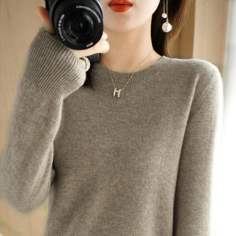 

2023 Women Sweater Spring Autumn Long Sleeve O-neck Pullovers Warm Bottoming Shirts Korean Fashion Sweater Knitwear Soft Jumpers