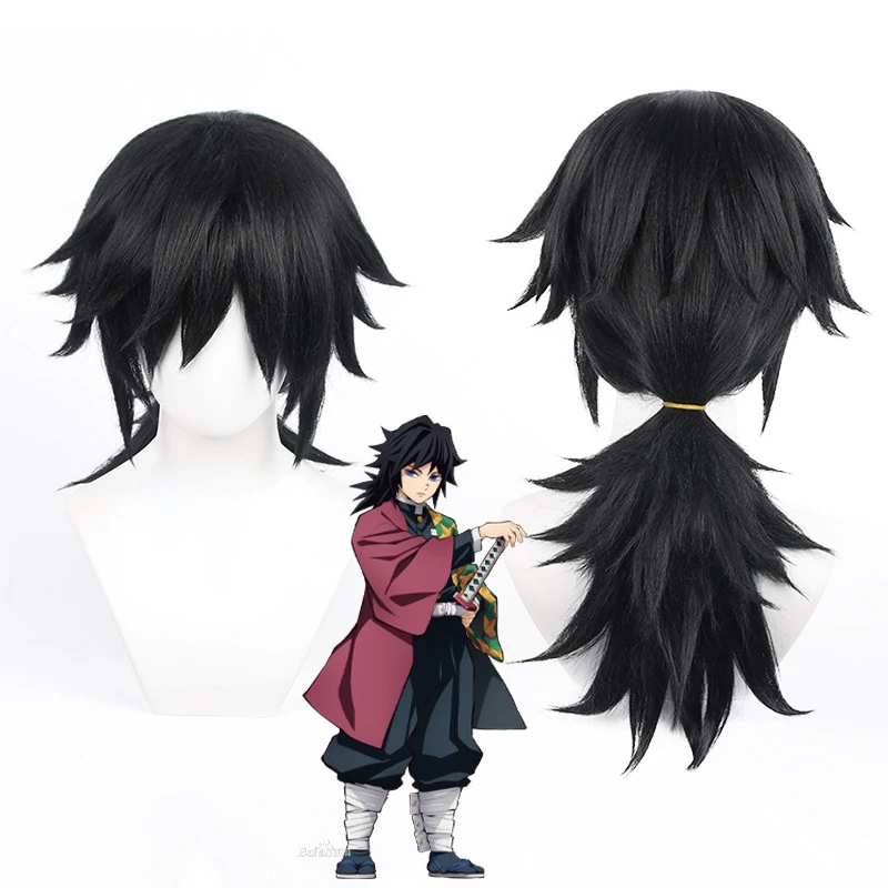 Купи Demon Slayer Kimetsu No Yaiba Tomioka Giyuu Black Ponytail Wig Cosplay Costume Men Women Heat Resistant Synthetic Hair Wigs за 1,071 рублей в магазине AliExpress