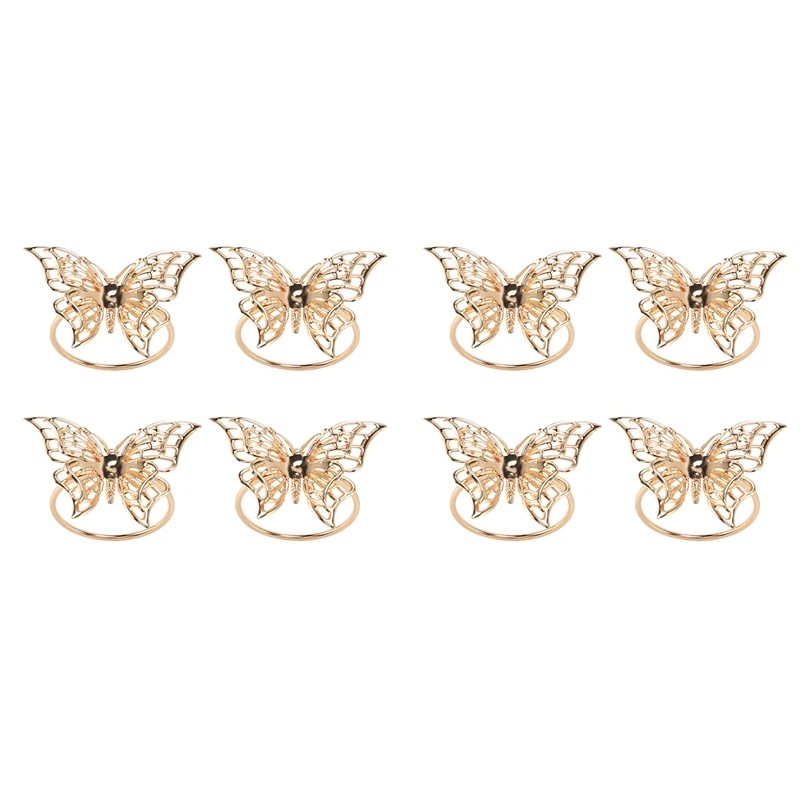 

Napkin Rings Set Of 8 Gold Butterfly Napkin Rings Napkin Holders For Wedding Banquet Dinner Decor Favor Adornment Holder