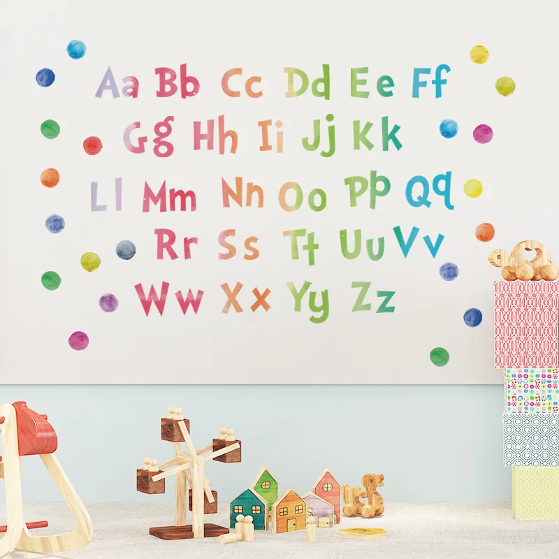 

Kids Playroom Polka Dots Wall Decals Letter Number Stickers Educational Colorful Alphabet Wall Decor for Kids Nursery Bedroom